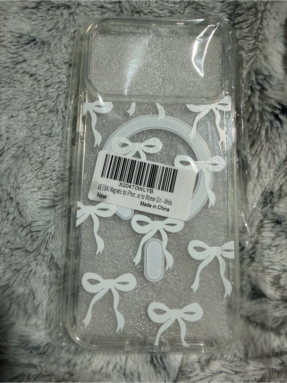Clear White Bow Glitter Magnetic Ring Phone Case IPhone 17 pro max